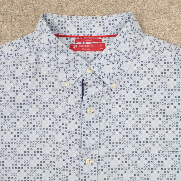 Cremieux‎ Flip Cuff Shirt Mens XL Blue Geometric Slim Fit Cotton L/S Button Down - Picture 6 of 13